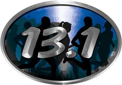 
	Oval Marathon Running Decal 13.1 in Blue with Runners
