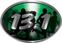 
	Oval Marathon Running Decal 13.1 in Green with Runners