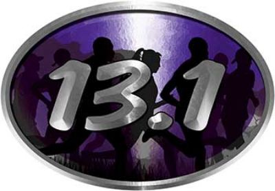 
	Oval Marathon Running Decal 13.1 in Purple with Runners