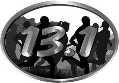 
	Oval Marathon Running Decal 13.1 in White with Runners