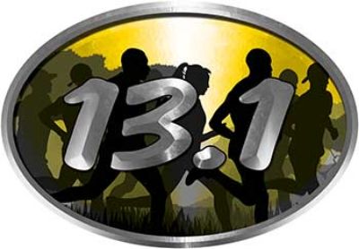 
	Oval Marathon Running Decal 13.1 in Yellow with Runners