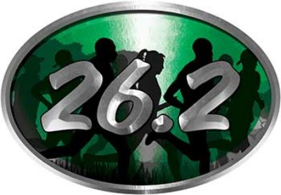 
	Oval Marathon Running Decal 26.2 in Green with Runners