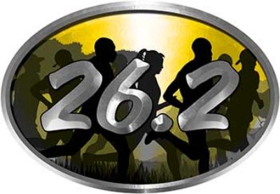 
	Oval Marathon Running Decal 26.2 in Yellow with Runners