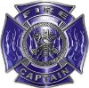 
	Fire Captain Maltese Cross with Flames Fire Fighter Decal in Blue
