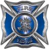 
	Celtic Style Rough Steel Fire Fighter Maltese Cross Decal in Blue