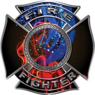 
	Fire and Water Maltese Cross Firefighter Decal 