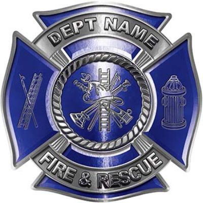 
	Custom Personalized Fire Fighter Decal with Fire Scramble in Blue
