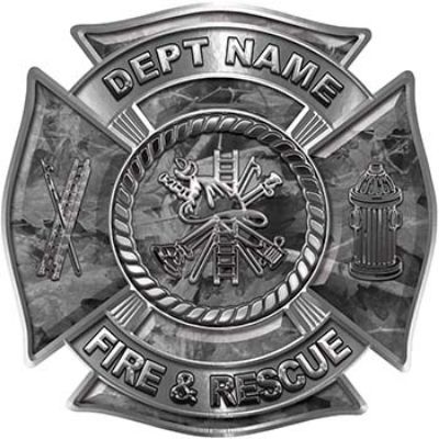
	Custom Personalized Fire Fighter Decal with Fire Scramble in Gray Camouflage
