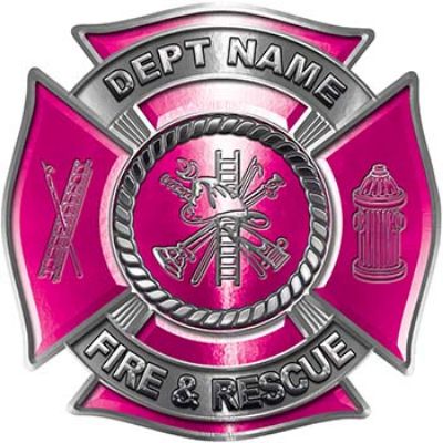 
	Custom Personalized Fire Fighter Decal with Fire Scramble in Pink
