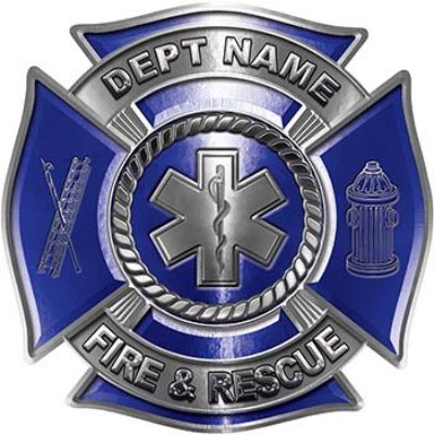 
	Custom Personalized Fire Fighter Decal with Star of Life in Blue
