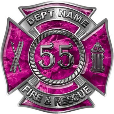
	Personalized Fire Fighter Decal with Your Number in Pink Camouflage
