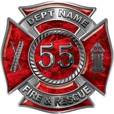 
	Personalized Fire Fighter Decal with Your Number in Red Camouflage