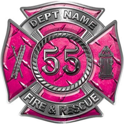 
	Personalized Fire Fighter Decal with Your Number in Pink Diamond Plate