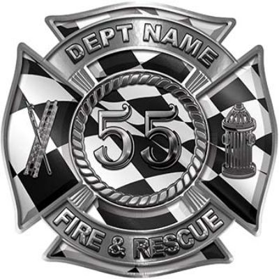 
	Personalized Fire Fighter Decal with Your Number with Racing Checkered Flag
