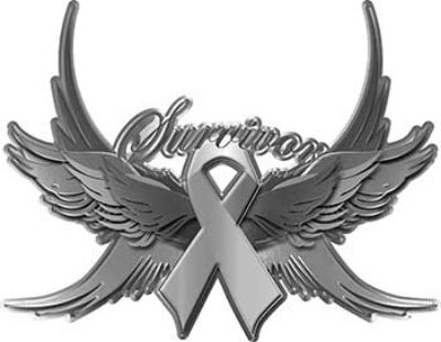 
	Brain Cancer Survivor Gray Ribbon with Flying Wings Decal
