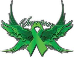 
	Gallbladder Bile Duct Cancer Survivor Kelly Green Ribbon with Flying Wings Decal
