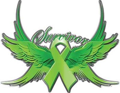 
	Lypmhoma Cancer Survivor Lime Green Ribbon with Flying Wings Decal
