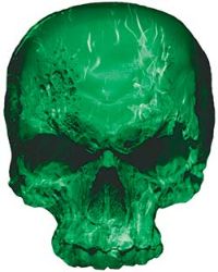 
	Skull Decal / Sticker with Green Inferno Flames
