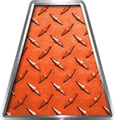 Fire Fighter, EMS, Rescue Helmet Tetrahedron Decal Reflective in Orange Diamond Plate