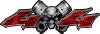 
	Twin Piston with Crazy Skull 4x4 ATV Truck or SUV Decals in Red Camouflage
