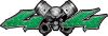 
	Twin Piston with Crazy Skull 4x4 ATV Truck or SUV Decals in Green Diamond Plate
