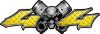 
	Twin Piston with Crazy Skull 4x4 ATV Truck or SUV Decals in Yellow Diamond Plate
