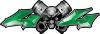 
	Twin Piston with Crazy Skull 4x4 ATV Truck or SUV Decals in Green
