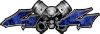 
	Twin Piston with Crazy Skull 4x4 ATV Truck or SUV Decals in Blue Inferno Flames
