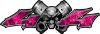 
	Twin Piston with Crazy Skull 4x4 ATV Truck or SUV Decals in Pink Inferno Flames
