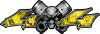 
	Twin Piston with Crazy Skull 4x4 ATV Truck or SUV Decals in Yellow Inferno Flames
