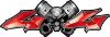 
	Twin Piston with Crazy Skull 4x4 ATV Truck or SUV Decals in Red
