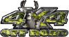 
	Deer Hunting Edition with Buck and Doe 4x4 ATV Truck or SUV Vehicle Decal / Sticker Kit in Yellow Inferno Flames
