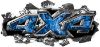 
	Ripped Torn Metal Tear 4x4 Chevy GMC Ford Toyota Dodge Truck Quad or SUV Sticker Set / Decal Kit in Blue Inferno Flames
