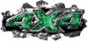 
	Ripped Torn Metal Tear 4x4 Chevy GMC Ford Toyota Dodge Truck Quad or SUV Sticker Set / Decal Kit in Green Inferno Flames

