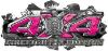 
	4x4 Firefighter Edition Ripped Torn Metal Tear Truck Quad or SUV Sticker Set / Decal Kit in Pink Diamond Plate
