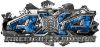 
	4x4 Firefighter Edition Ripped Torn Metal Tear Truck Quad or SUV Sticker Set / Decal Kit in Blue Inferno Flames
