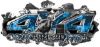 
	4x4 Cowgirl Edition Ripped Torn Metal Tear Truck Quad or SUV Sticker Set / Decal Kit in Blue Inferno Flames
