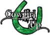 
	Cowgirl Up Decal / Sticker Western Style Writing with Horseshoe in Green Camouflage
