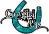 
	Cowgirl Up Decal / Sticker Western Style Writing with Horseshoe in Teal Camouflage
