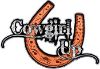 
	Cowgirl Up Decal / Sticker Western Style Writing with Horseshoe in Orange
