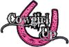 
	Cowgirl Up Decal / Sticker Western Style Writing with Horseshoe in Pink
