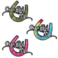 Cowgirl Up decals with Horseshoe