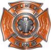 
	Fire EMS Maltese Cross Decal with Flames and Star of Life in Orange