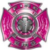 
	Fire EMS Maltese Cross Decal with Flames and Star of Life in Pink