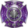 
	Fire EMS Maltese Cross Decal with Flames and Star of Life in Purple