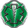 
	Firefighter EMT / EMS Maltese Cross and Star of Life Sticker / Decal in Green

