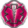 
	Firefighter EMT / EMS Maltese Cross and Star of Life Sticker / Decal in Pink
