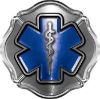 
	Firefighter EMT / EMS Maltese Cross and Star of Life Sticker / Decal in Silver and Blue
