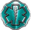 
	Firefighter EMT / EMS Maltese Cross and Star of Life Sticker / Decal in Teal
