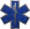 
	Star of Life Emergency EMS EMT Paramedic Decal in Diamond Plate Blue
